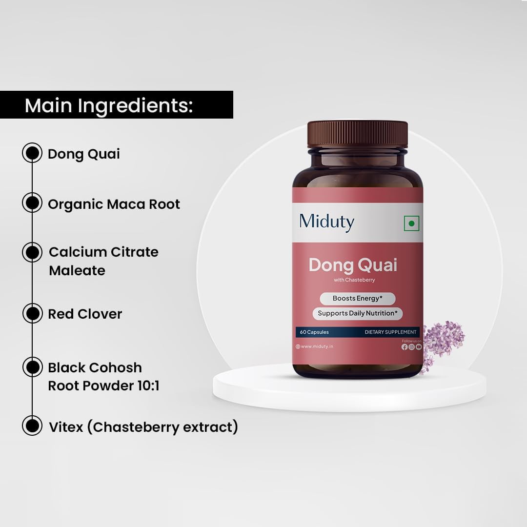Dong Quai with Chasteberry - Boron - Calcium Citrate Maleate - Silicon - Manganese - Red Clover - Gluten Free - Non-GMO - 60 Capsules