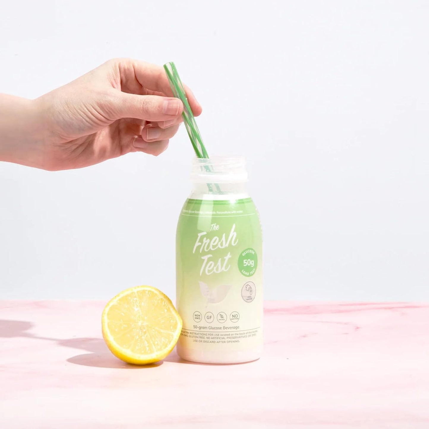 The Fresh Test, 50-gram Bottled Powder Drink Mix | Additive-Free, Non-GMO, Organic Ingredients | Mint Lemonade