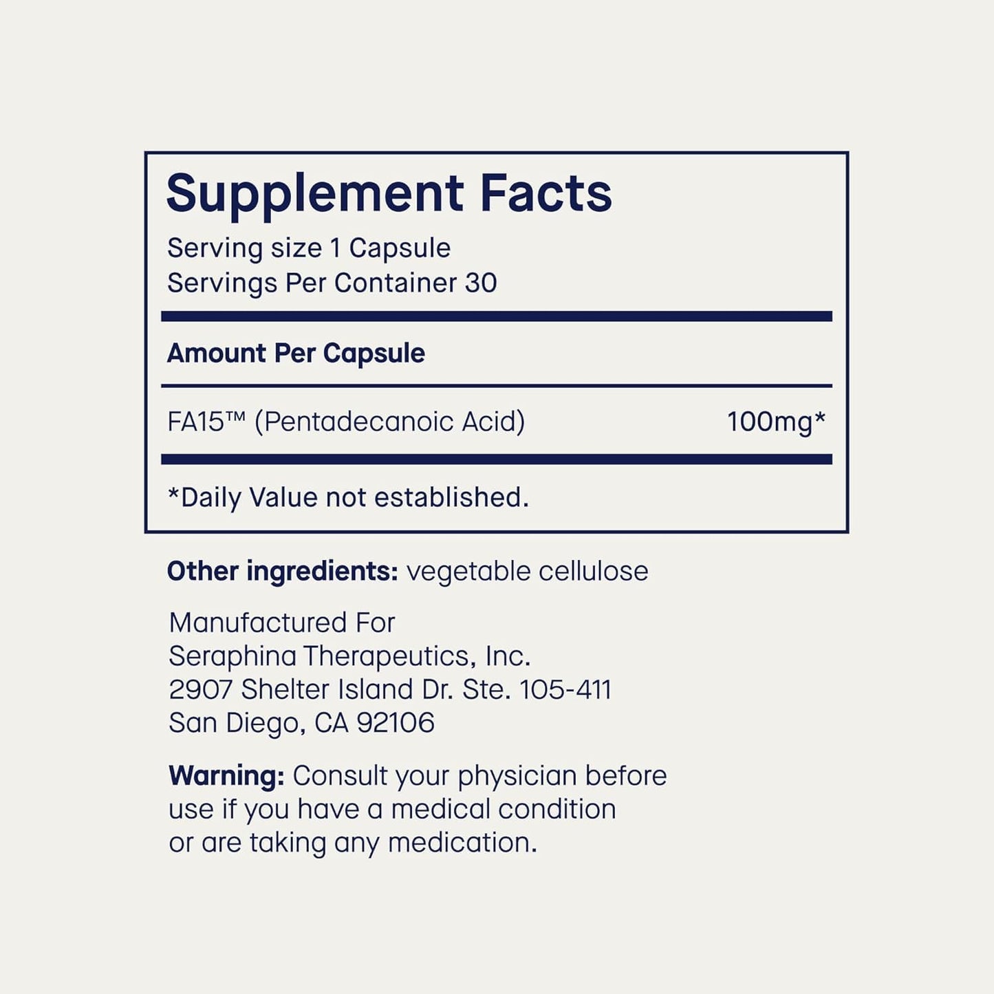 Fatty15 C15:0 Pentadecanoic Acid Supplement The Longevity Nutrient - 180 Vegan Capsules - 3X Cellular Benefits of Fish Oil Omega 3 Supplements - Gut Health, Liver Support, & Mitochondrial Health