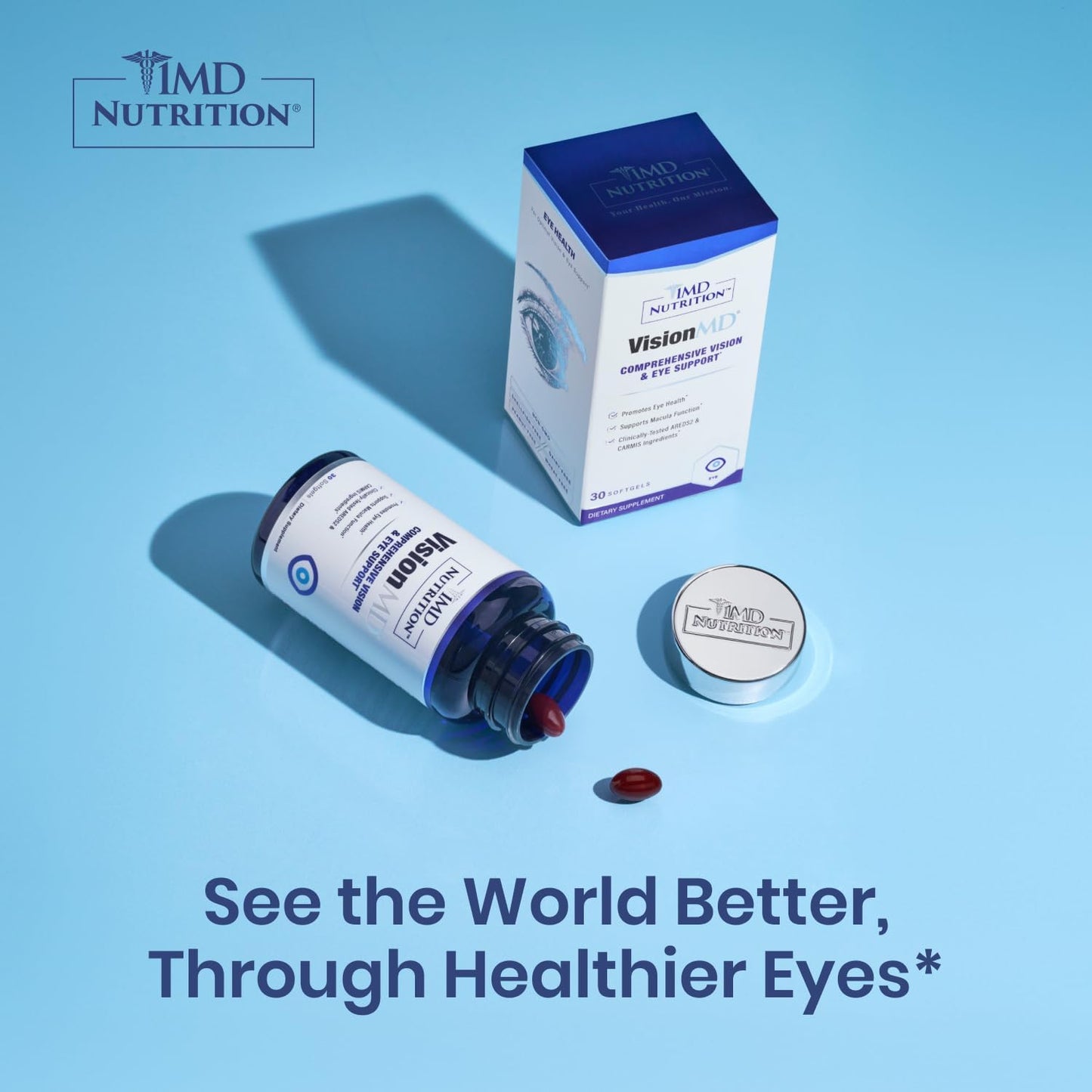 1MD Nutrition VisionMD Eye Vitamin CARMIS - with Lutein & Zeaxanthin | Supports Vision Health, Everyday Eye Strain, & Occasional Dry Eye | 60 Softgels (2-Pack)