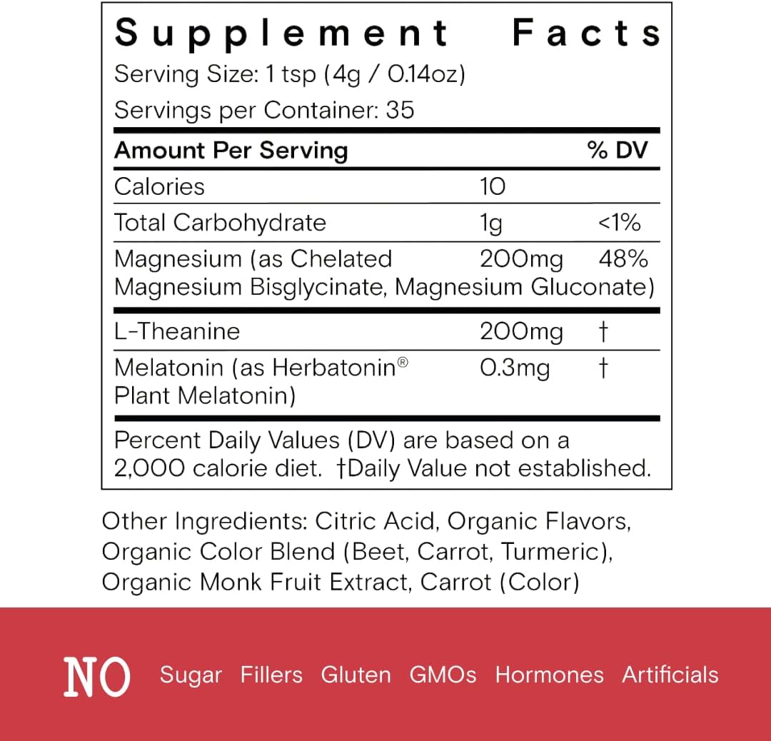 Moon Juice - Sleepy Magnesi-Om, Cherry - Jar (35 Servings) - Sleep Support Aid - Plant Based Melatonin, Magnesium & L-Theanine - 3rd Party Tested - 100% Traceable - Glass Jar - Vegan, Non GMO - 4.2oz