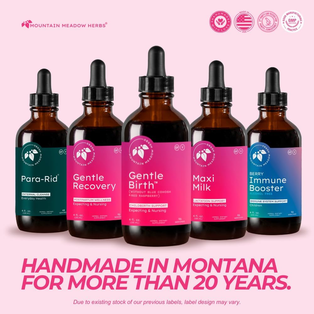 Mountain Meadow Herbs Gentle Birth for Birth Prep/Labor Prep, Fast Acting Liquid Herbal Extract for Childbirth Support w/o Blue Cohosh - 4oz