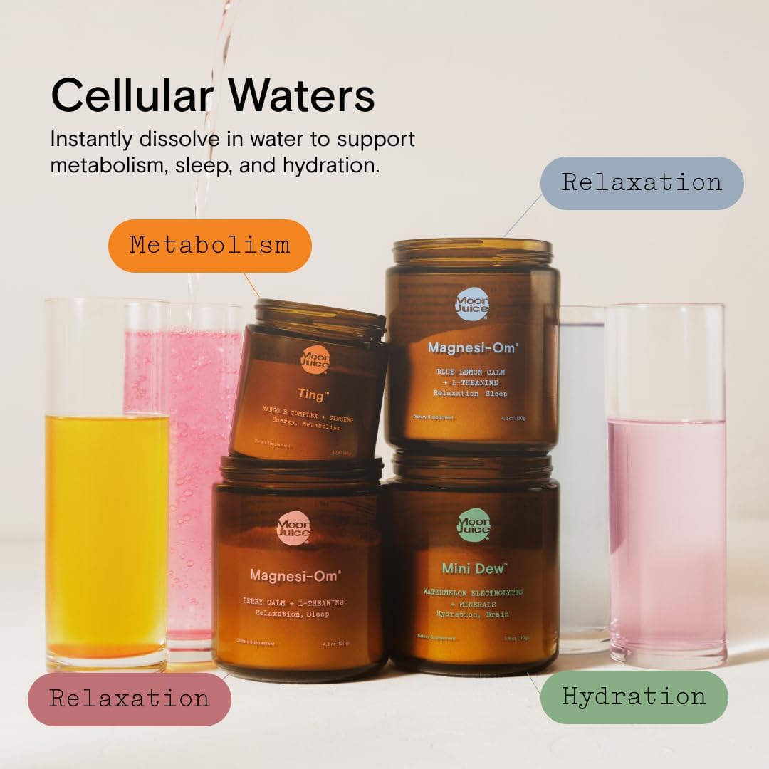 Moon Juice - Magnesi-Om, Berry & Blue Lemon - Sticks (14 Servings) - Support Brain Health, Rest - Magnesium Powder - L-Theanine - Regularity - 100% Traceable - Vegan, Non GMO - 0.14oz