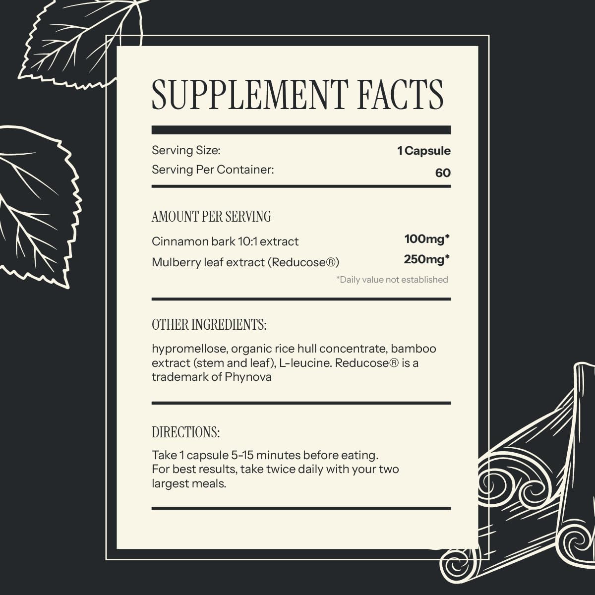 Dept. Of (Department of Reduction – White Mulberry Leaf (Reducose® 5% DNJ) & Cinnamon – Supports Metabolic Health, Digestion, Post-Meal Energy, Portion Control & Sugar Cravings – 60 Vegan Capsules