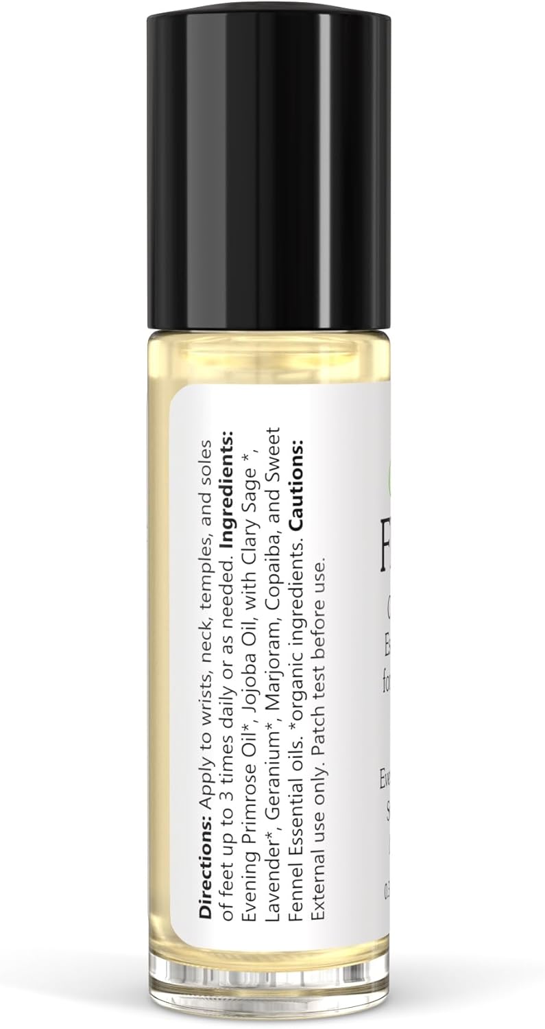 Flow Essential Oil Roll On for Women | Natural Aromatherapy Blend for PMS Support, Balance, Mood, and Comfort with Evening Primrose, Clary Sage, Copaiba, Fennel
