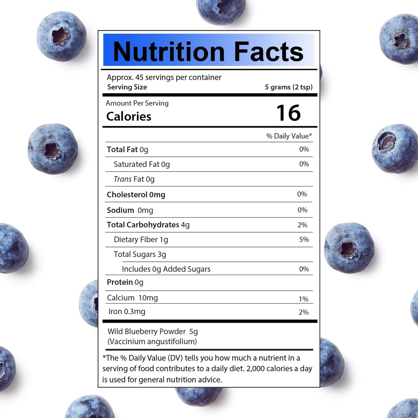 100% Pure Wild Blueberry Powder | Rich in Antioxidants | Made with Canada Grade-A Wild Crafted Blueberries, Perfect for Smoothies, Snacks & Baking (8 oz)