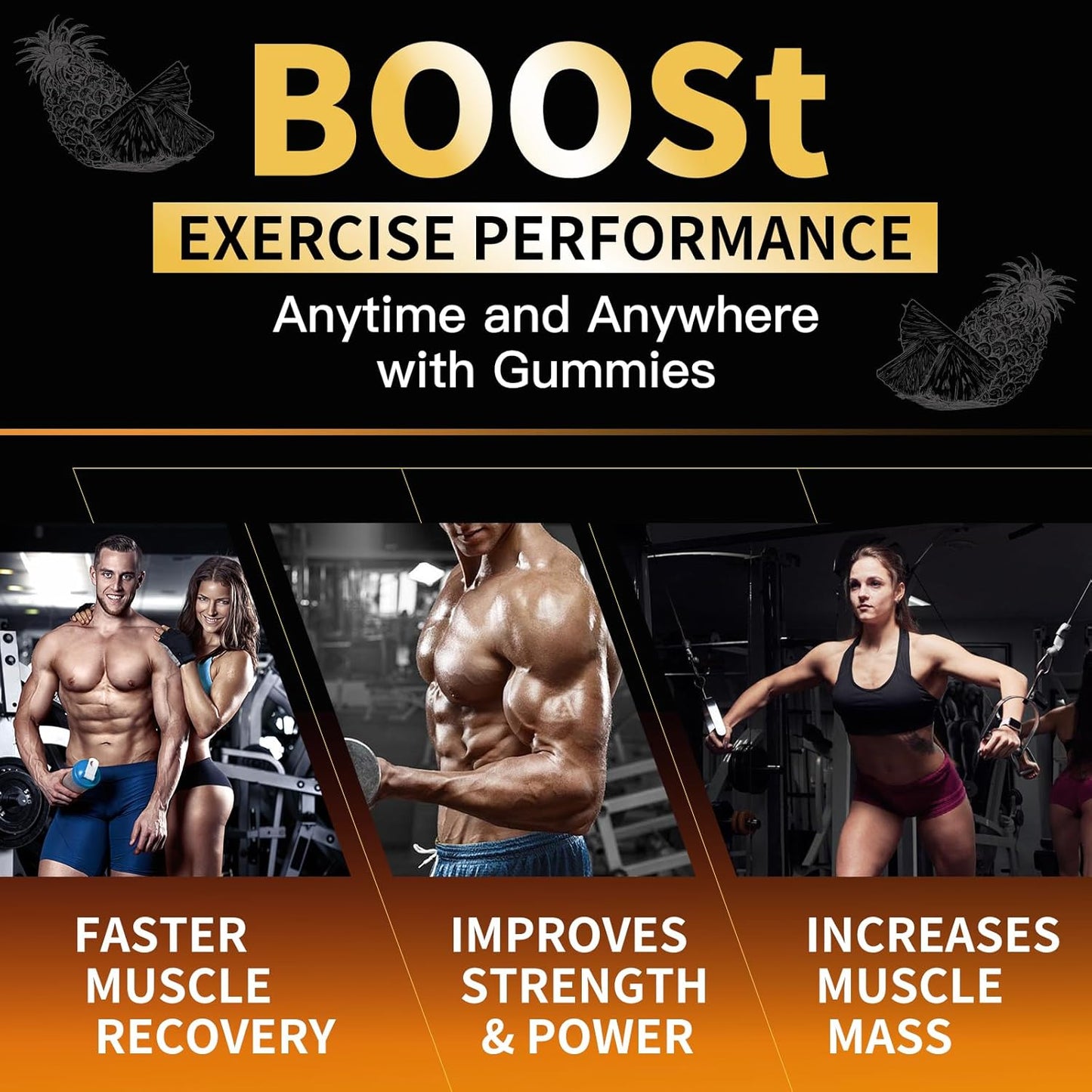 Creatine Monohydrate Gummies for Men & Women-5g of Creatine Monohydrate per Serving - Sugar Free,Vegan,Pineapple Flavor, 120 Count