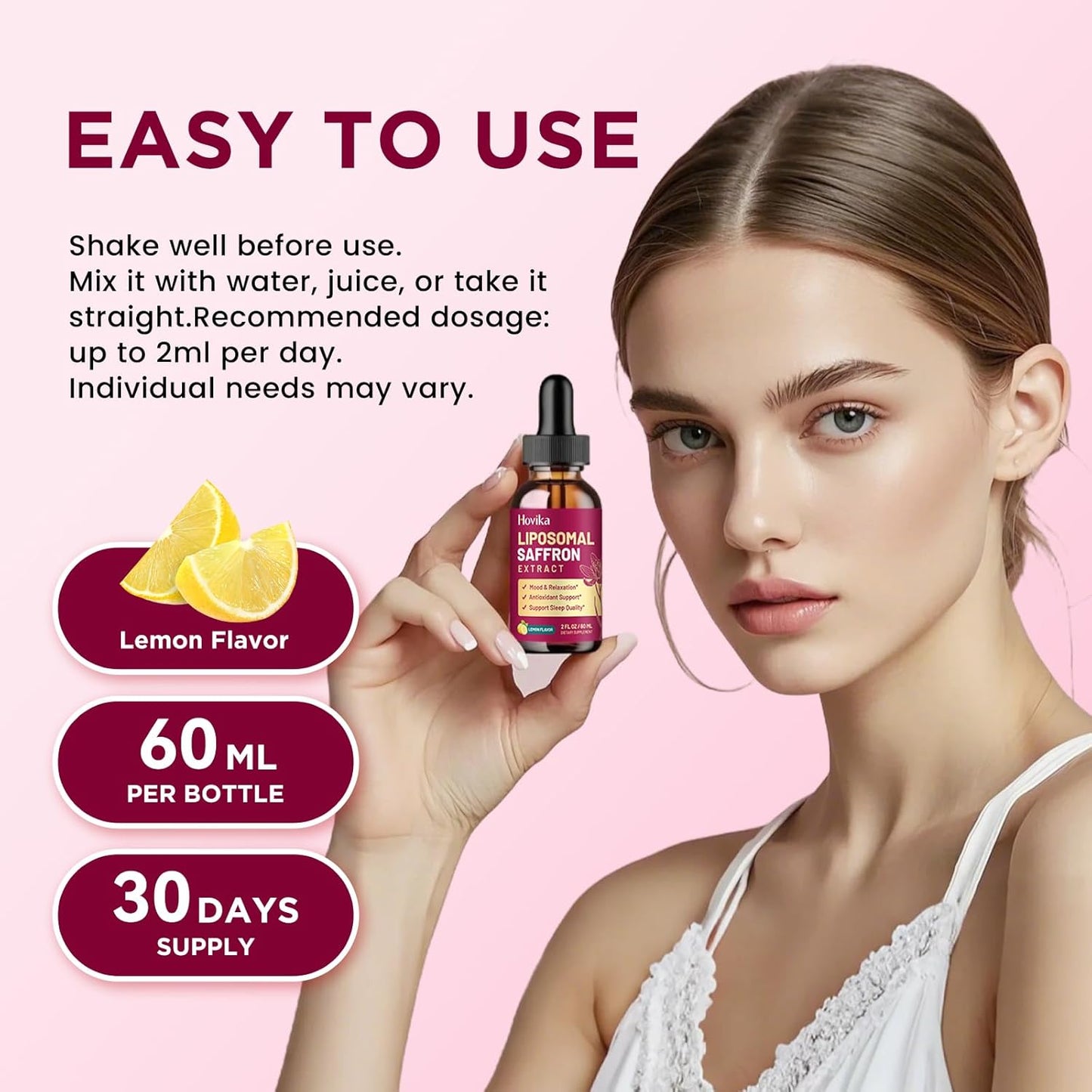 2 Pack Liposomal Saffron Supplements - 88.5mg Saffron Extract Liquid Drops with L-Theanine, Chamomile, Vitamin C, B6, B12 & D3 for Antioxidant, Immune, Mood, Energy, Focus & Sleep - Lemon Flavor