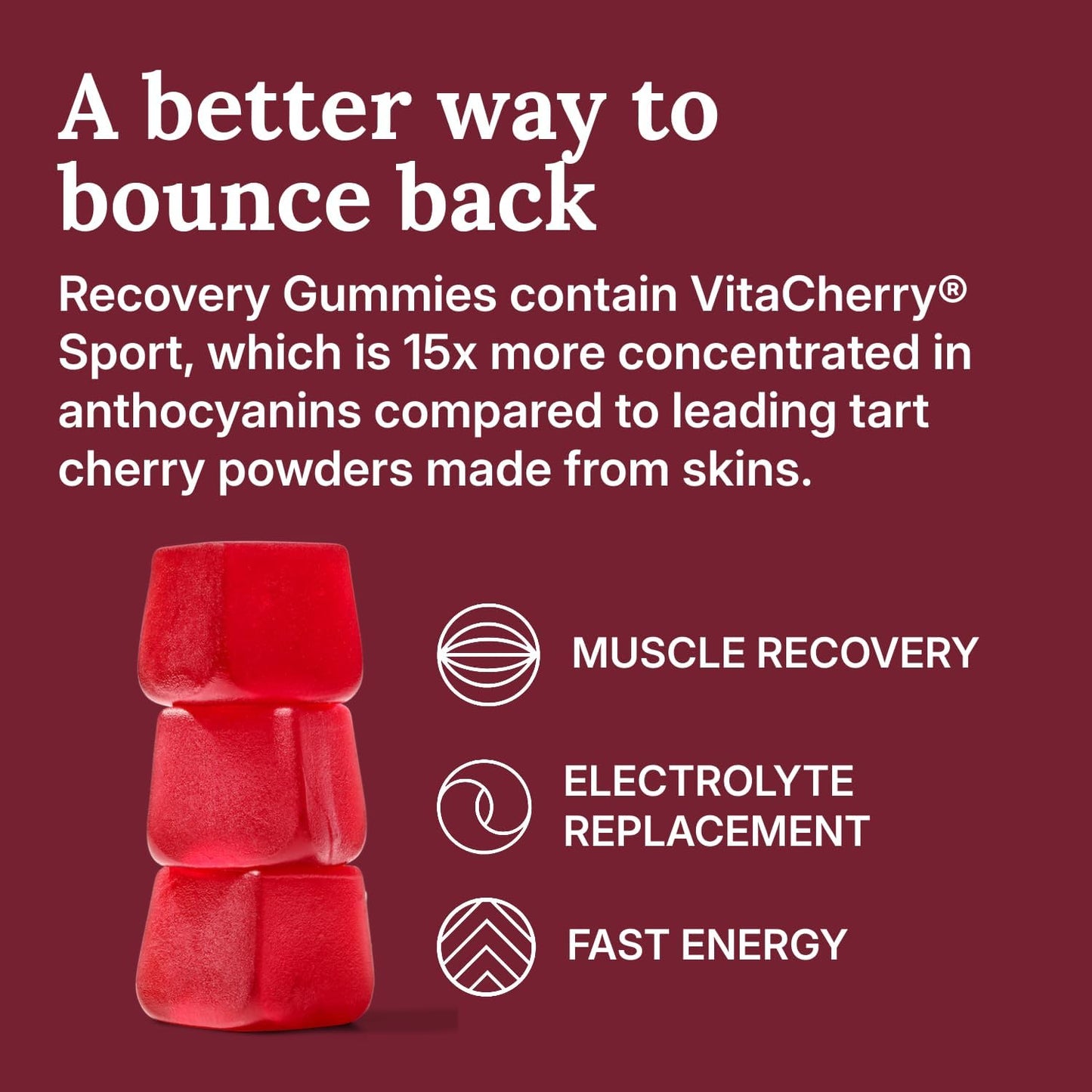 For Wellness Recovery Gummies Restore | Tart Cherry Energy Supplements with Electrolytes for Muscle Soreness, Post-Workout Performance & Recovery | Vegan, Non-GMO, 30 Count