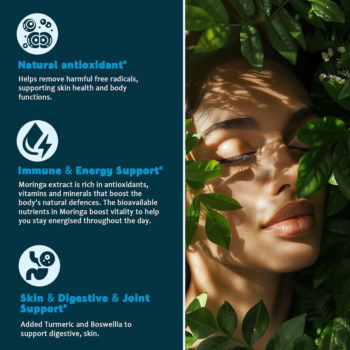 (2 Pack) Organic Moringa Leaf Extract Liquid Drops for Energy, Antioxidant, Skin, Immune Support, High Absorption, Moringa Supplement with Turmeric, Boswellia, Black Pepper- Vegan, Non-GMO, 1 Fl Oz