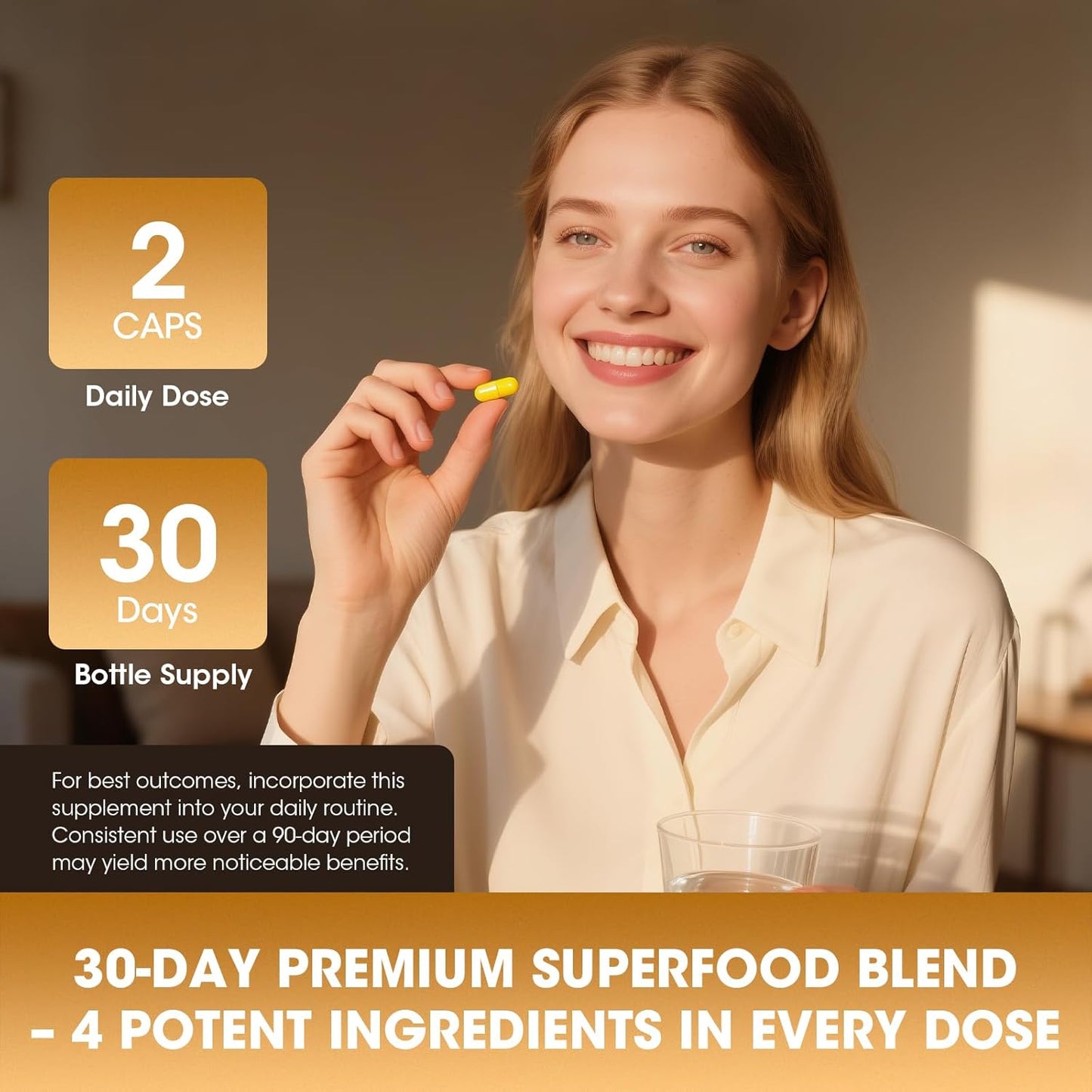 2 Pack Moringa Capsules, Moringa Powder with Turmeric, Bromelain and Black Pepper, 4-in-1 Superfood for Energy, Immune, Digestion and Antioxidant Support, Vegan, Gluten-Free, 120 Count