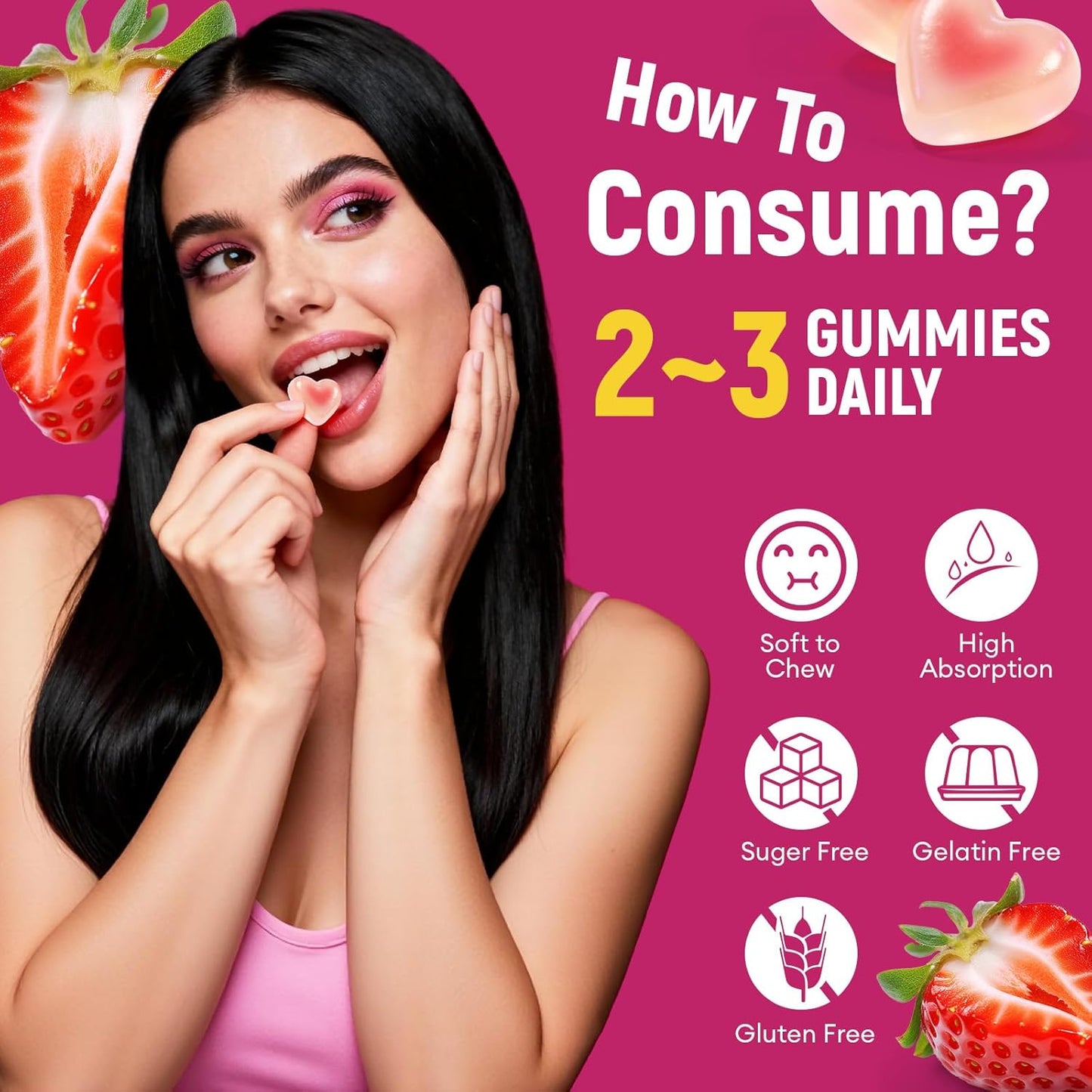 10G Fiber Gummies with Collagen Peptides, Hyaluronic Acid, Vitamin C, ACV, 30 Billion CFU Probiotics – Sugar Free Collagen Gummy for Skin, Hair & Nails – Digestive Health Support – 60 Cts