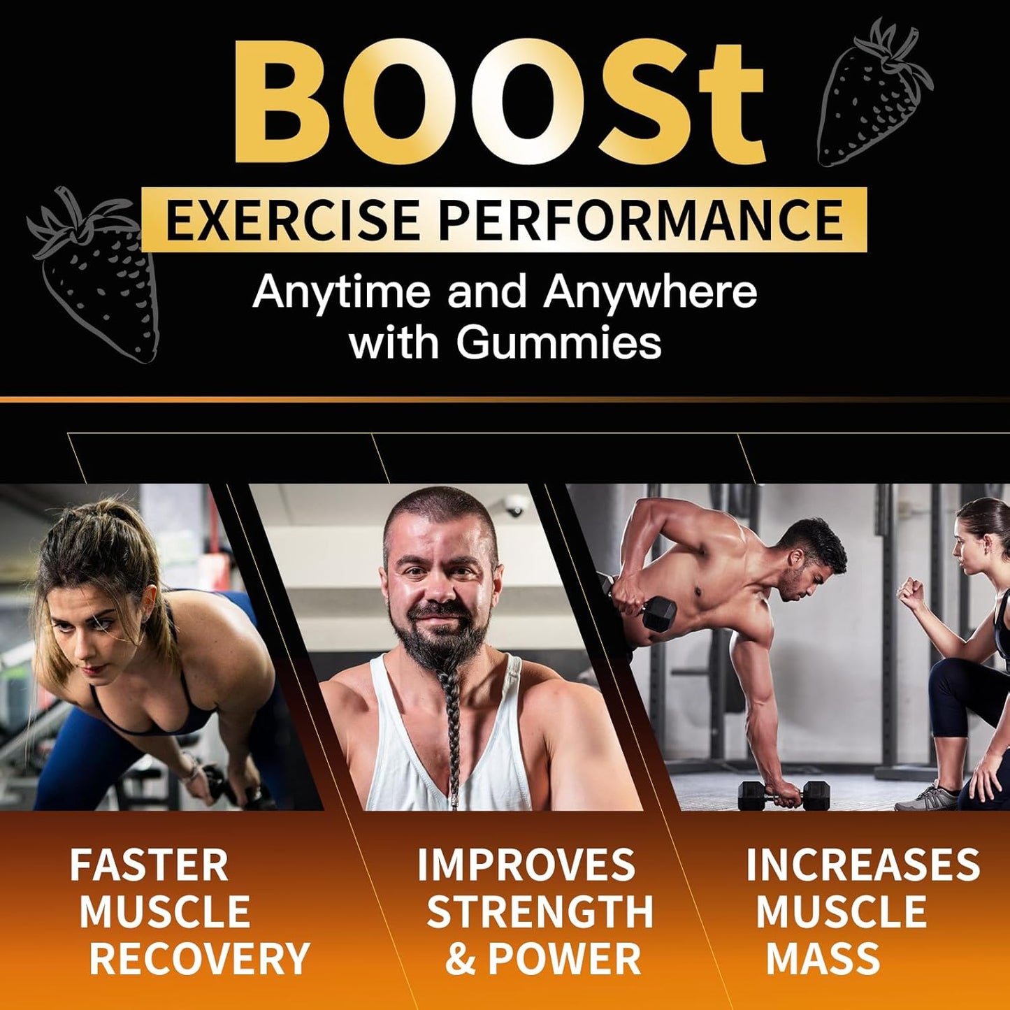 Creatine Monohydrate Gummies for Men & Women-5g of Creatine Monohydrate per Serving - Sugar Free,Vegan, Strawberry Flavor, 120 Count