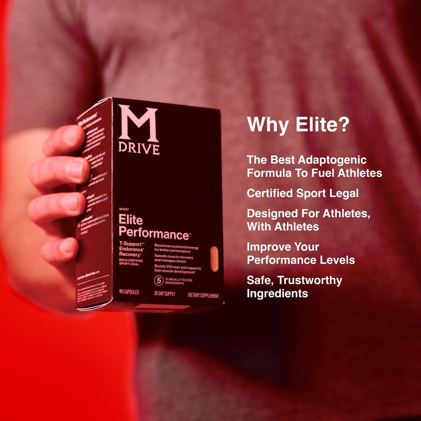 Mdrive Elite Testosterone Booster for Men - Supports Immune Health, Energy, VO2Max, Recovery, Stress Relief, Lean Muscle, KSM-66 Ashwagandha, DIM, Fenugreek, 90 Capsules