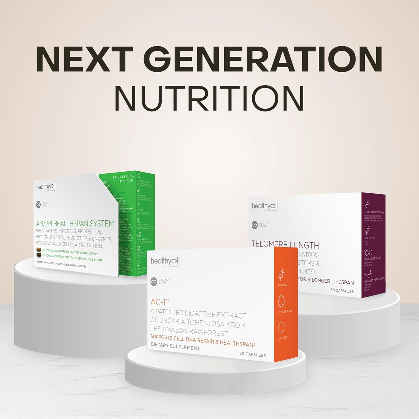 Healthycell Anti-Aging Supplement for DNA Repair and Stem Cell Health, AC-11 - Bioactive Extract of Uncaria Tomentosa (Cat’s Claw) Supports a Healthy Immune System - Vegan, Soy-Free & Gluten-Free