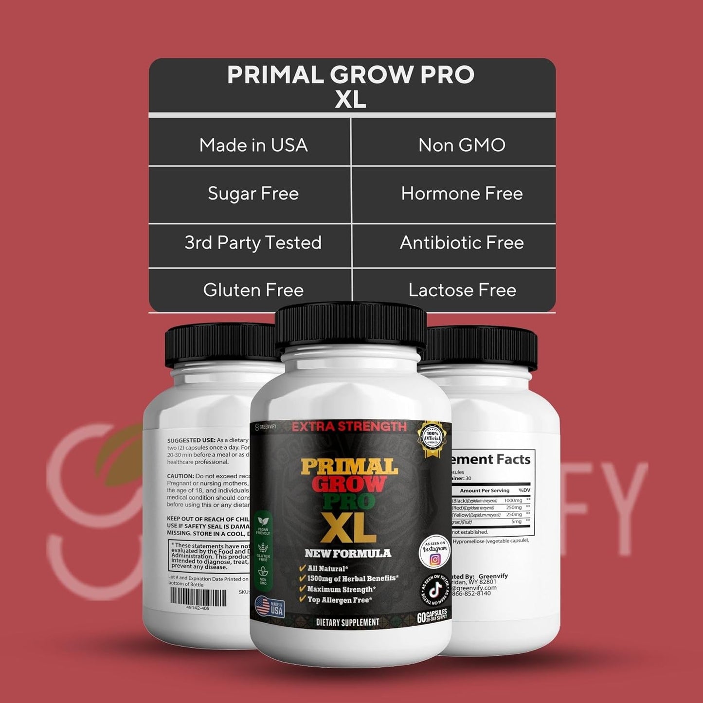 Primal Grow Pro Extra Strength Maca Root Complex, 1500mg, 60 Capsules, Vegan, Gluten Free, Non-GMO (5)