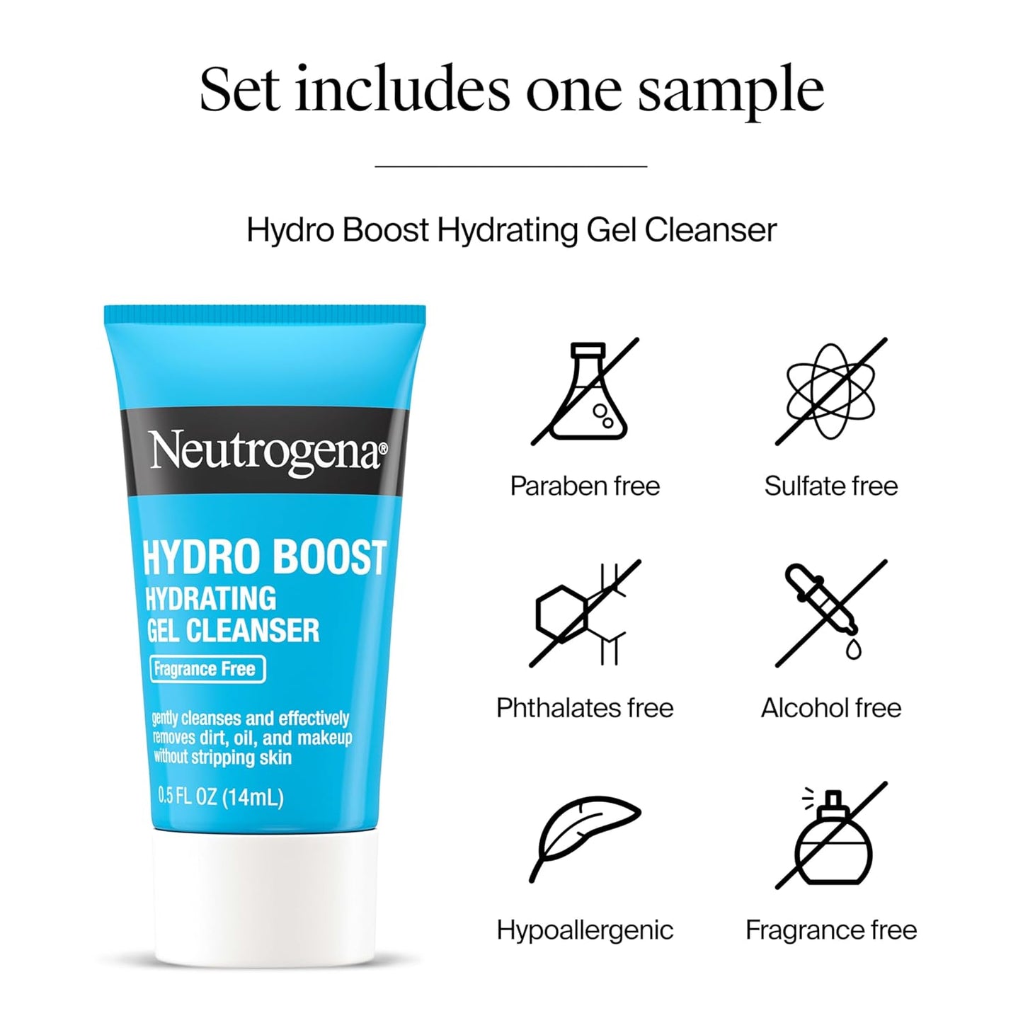 Neutrogena Hydro Boost Gel Cream, 48 Hr Hydration for Normal/Dry Skin, Fragrance Free, Face Moisturizer with Hyaluronic Acid, 1.7 oz. & Trial Size Hydro Boost Hydrating Gel Cleanser, 0.5 fl oz