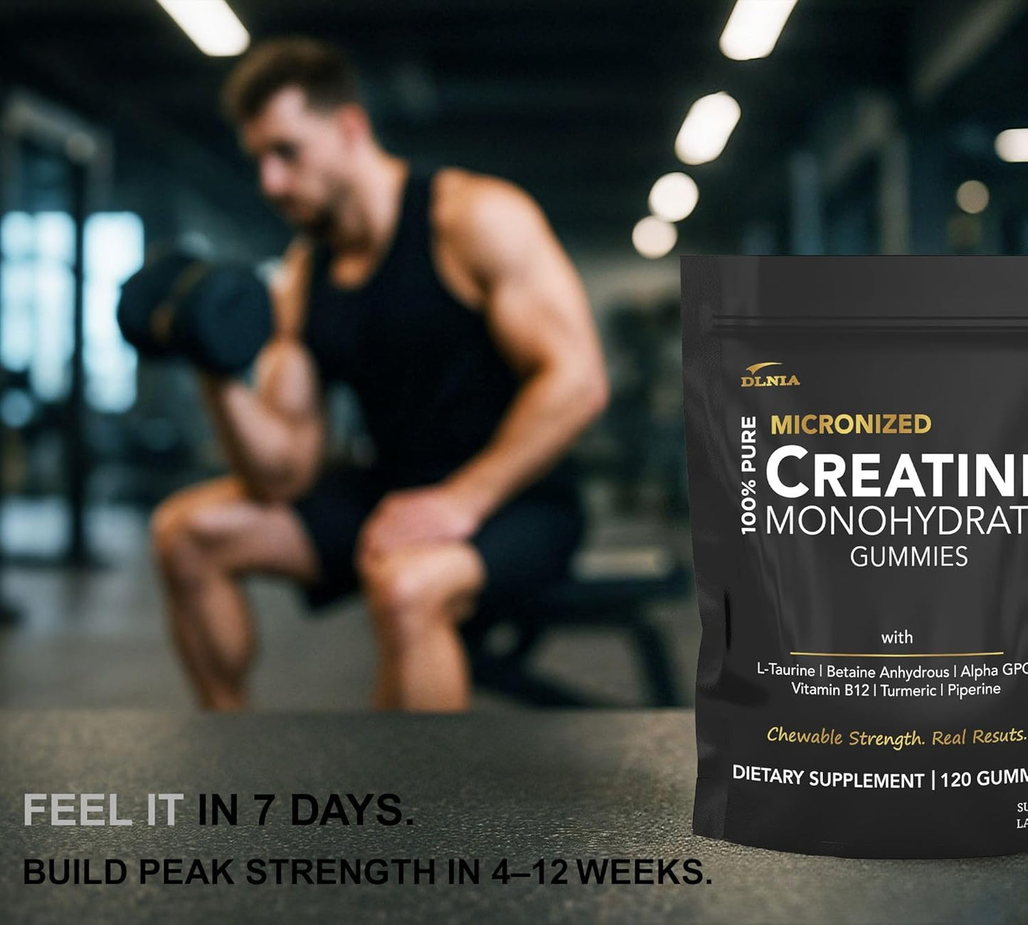 Creatine Monohydrate Gummies for Men & Women - Sugar Free & Vegan Advanced Formula W/L-Taurine + Vitamin B12 - for Muscle Strength, Muscles Builder, Recovery, Energy Boost, Pre-Workout Supplement
