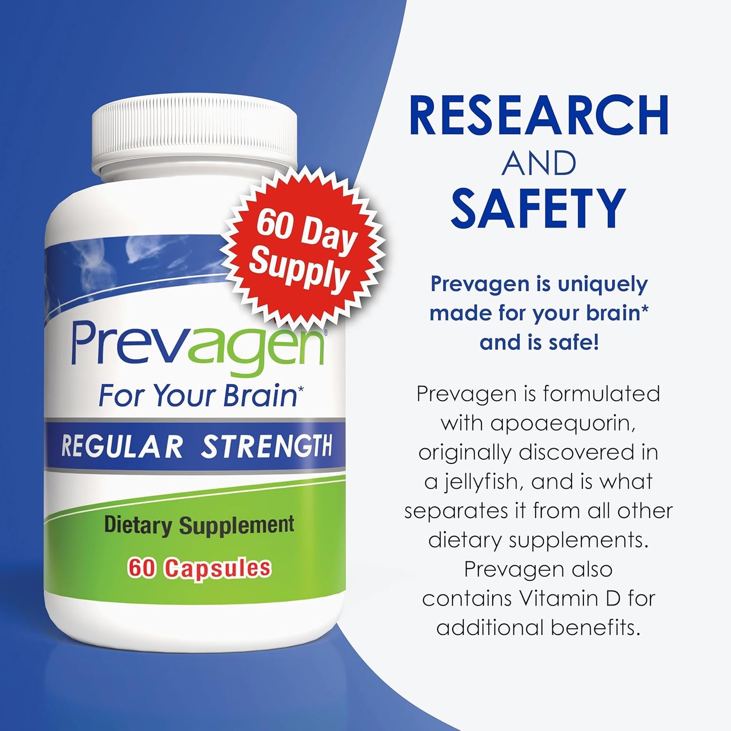 Prevagen Regular Strength - 120 Capsules (4 Month Supply) | Formulated for Your Brain | 10mg of Apoaequorin Plus Vitamin D3