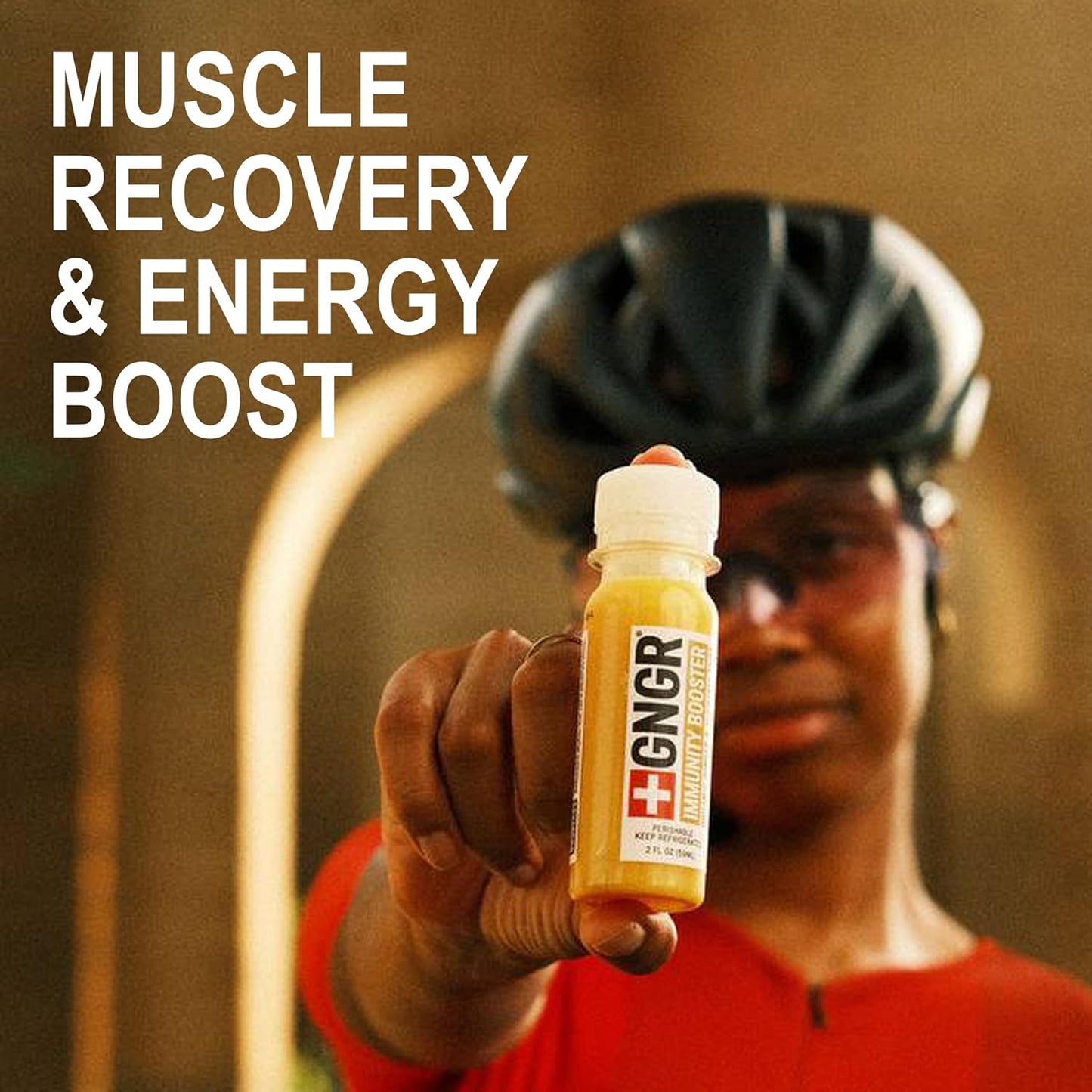 +GNGR Energy Booster & Immunity Shot, Cold-Pressed Ginger Shots with Lions Mane, 75mg of Natural Caffeine Green Tea, Turmeric Root, Vitamin D & Zinc for All Natural Immune Support (2 Oz, Pack of 12)