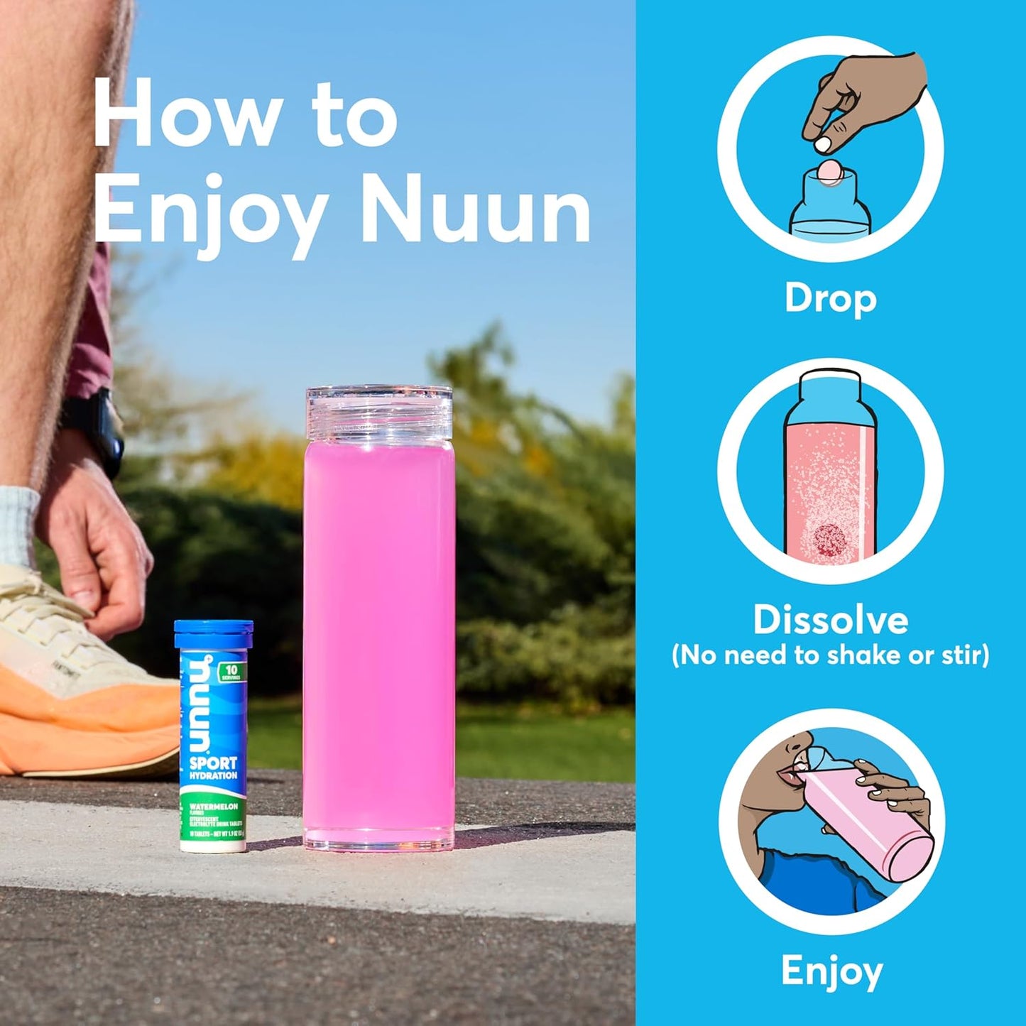 Nuun Sport Electrolyte Tablets with Magnesium, Calcium, Potassium, Chloride & Sodium, Gluten Free & Vegan, Tri-Berry, 4 Pack (40 Servings Total)