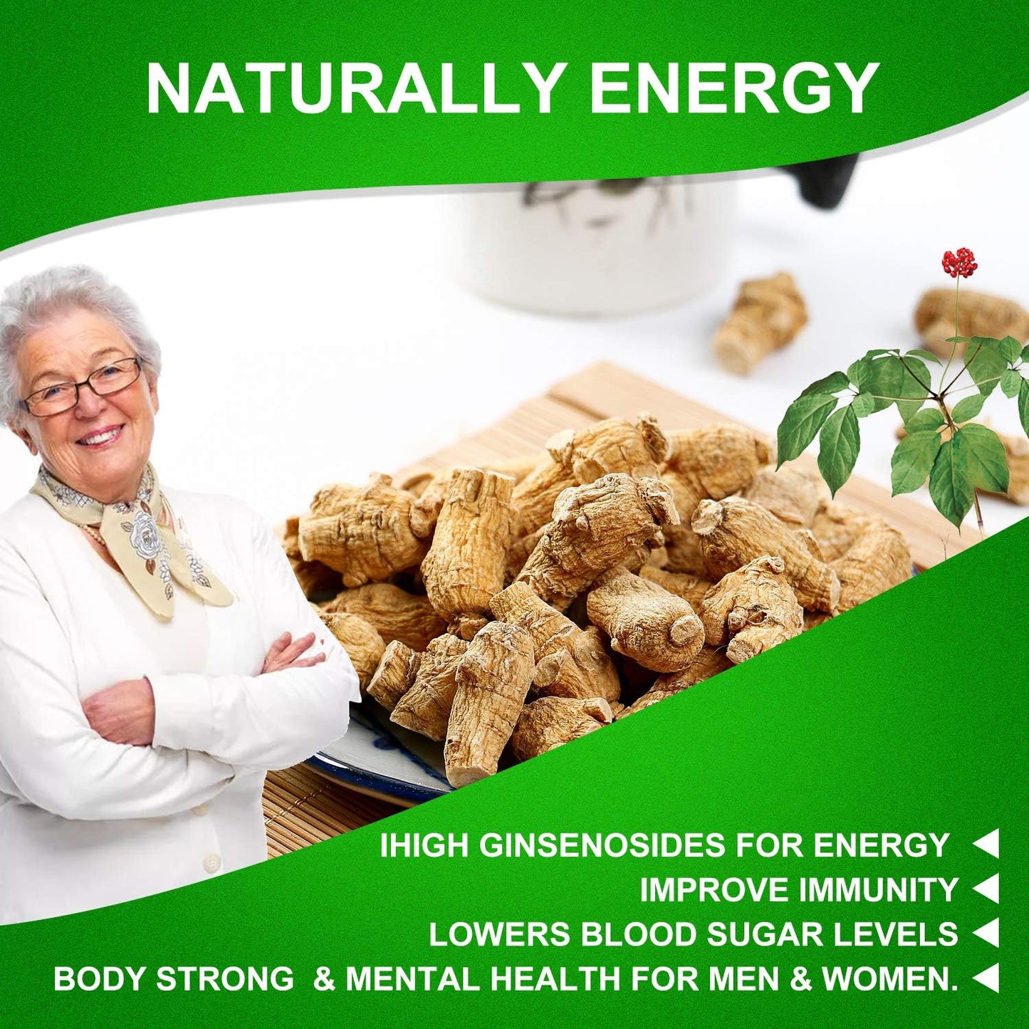 2 Bags American Ginseng Slices from Wisconsin, DOL American Wisconsin Ginseng Slices Root for Tea, Energy for Men Women Health Boosts Immunity, Gluten Free, 花旗参/西洋参 Long Strip 2 Bags of 4OZ, 8OZ