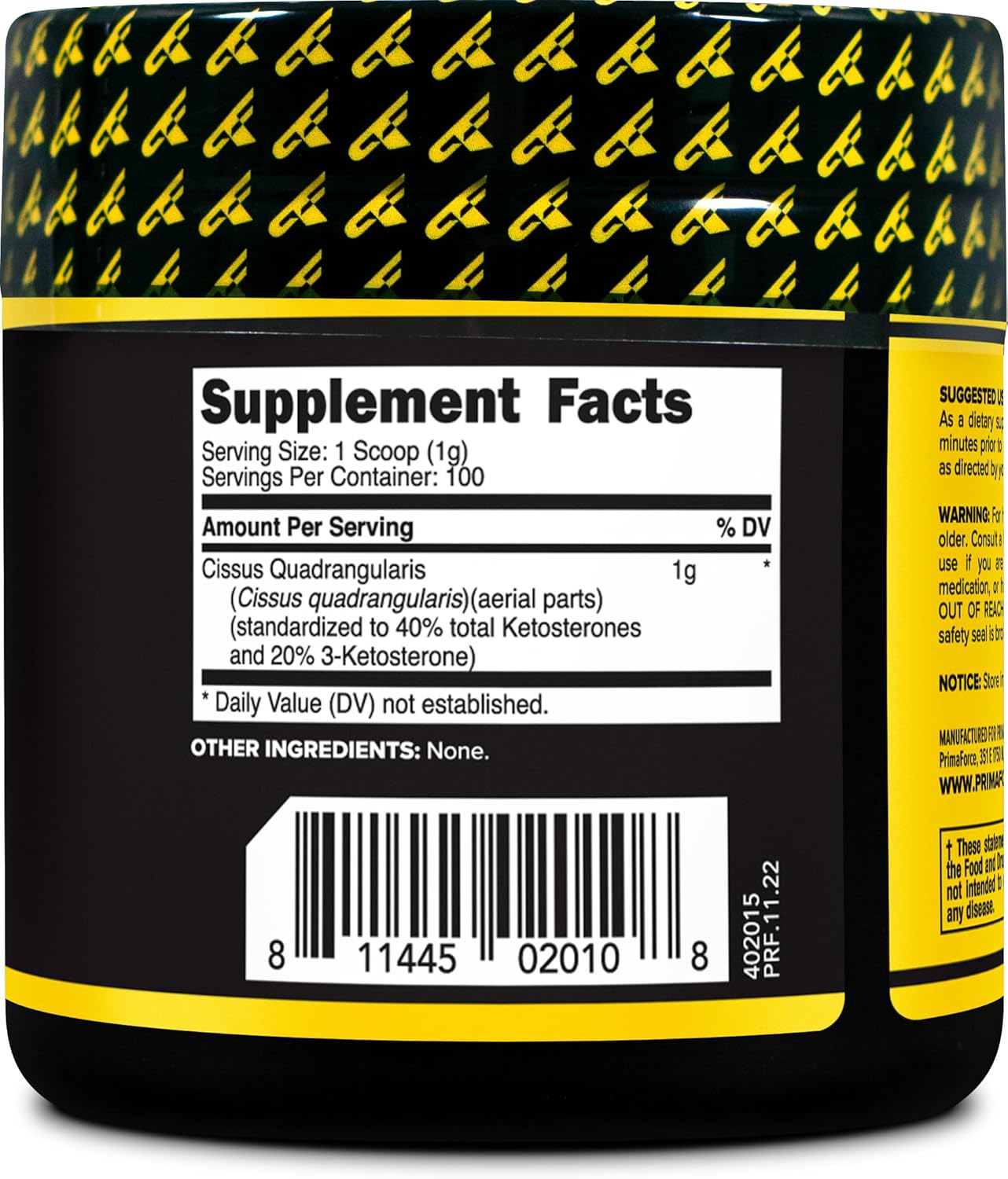 PrimaForce Cissus Quadrangularis Extract, - Unflavored Powder, 100 Grams