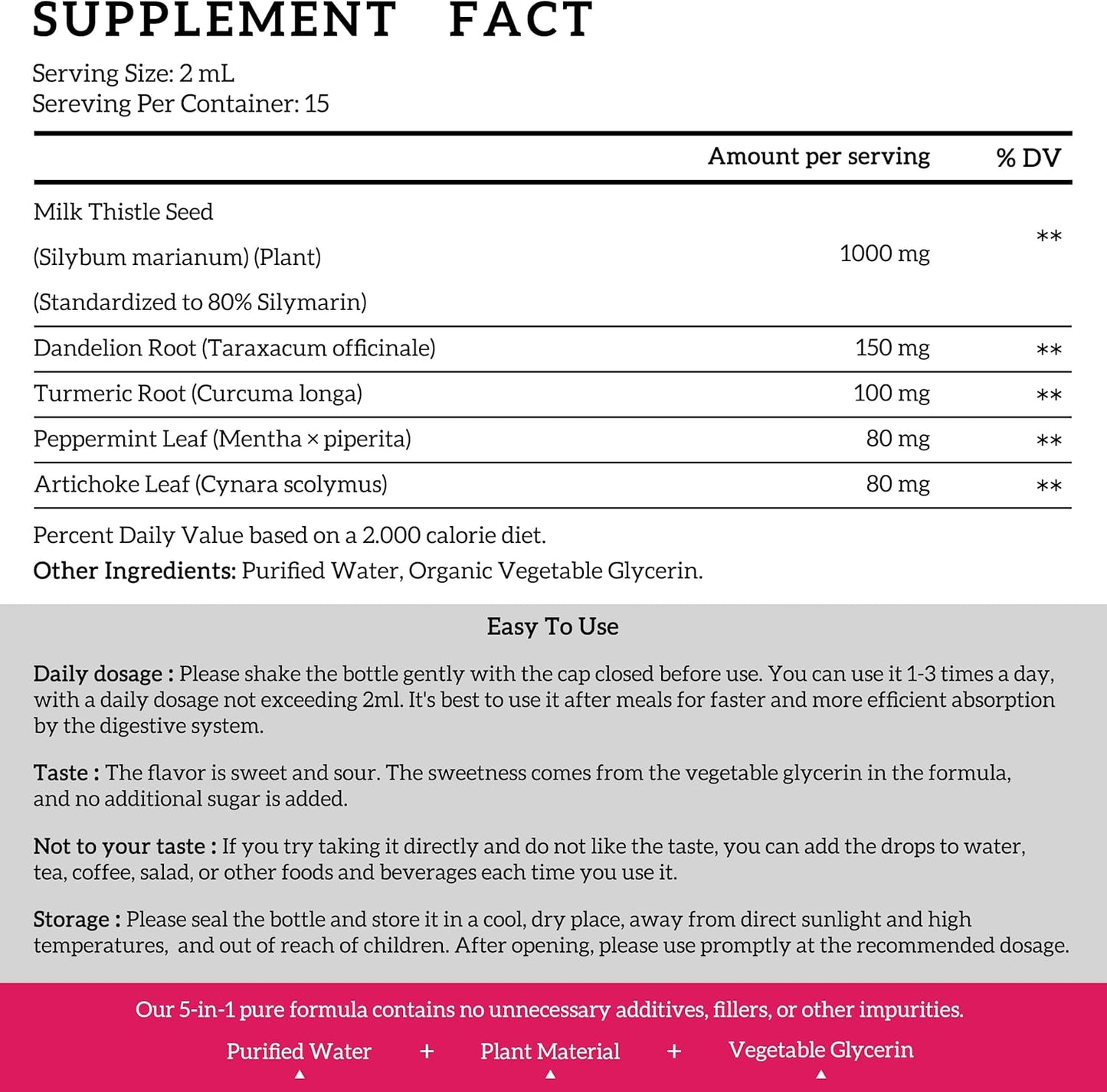 (4 Pack) Milk Thistle Liquid Drops Silymarin 1000mg, Liver Supplement Detox & Cleanse with Dandelion & Artichoke, Milk Thistle Organic Extract for Support Repair Liver Health, Vegan, Non-GMO, 1 Fl Oz