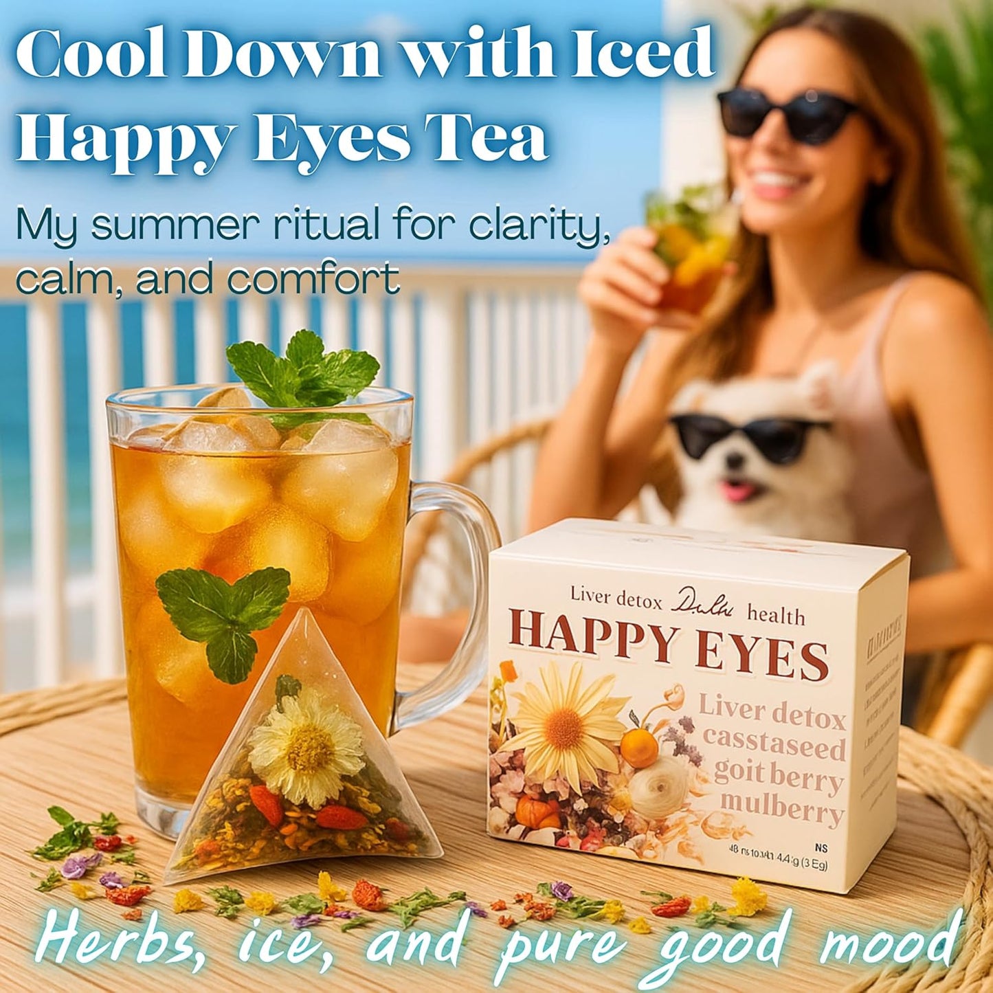 2 Pack of Dr. Lu’s Happy Eyes Tea | 100% Natural Eyebright Tea for Liver Cleanse | Liver Detox tea for Eye Health Made in US