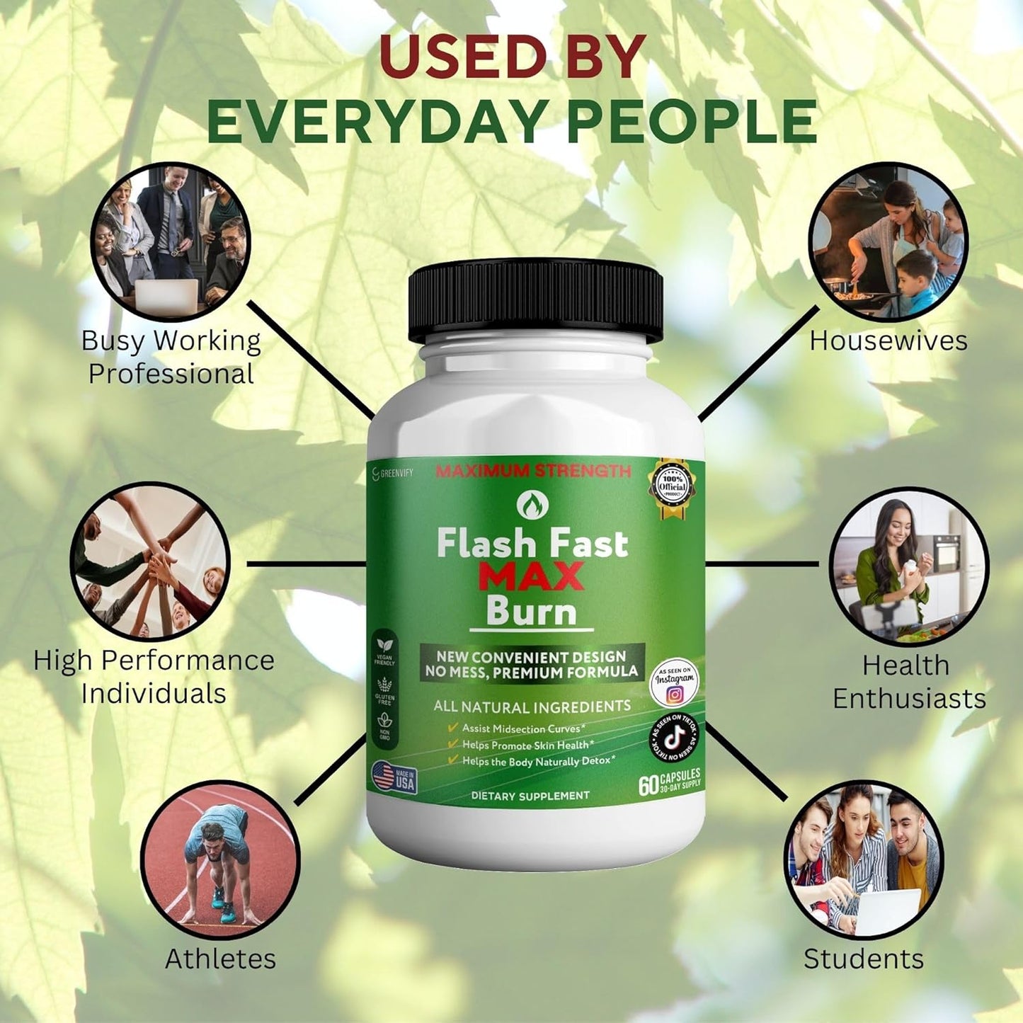 Flash Fast Max Supplement, 60 Capsules, All Natural Ingredients, Gluten Free, Non-GMO (1)