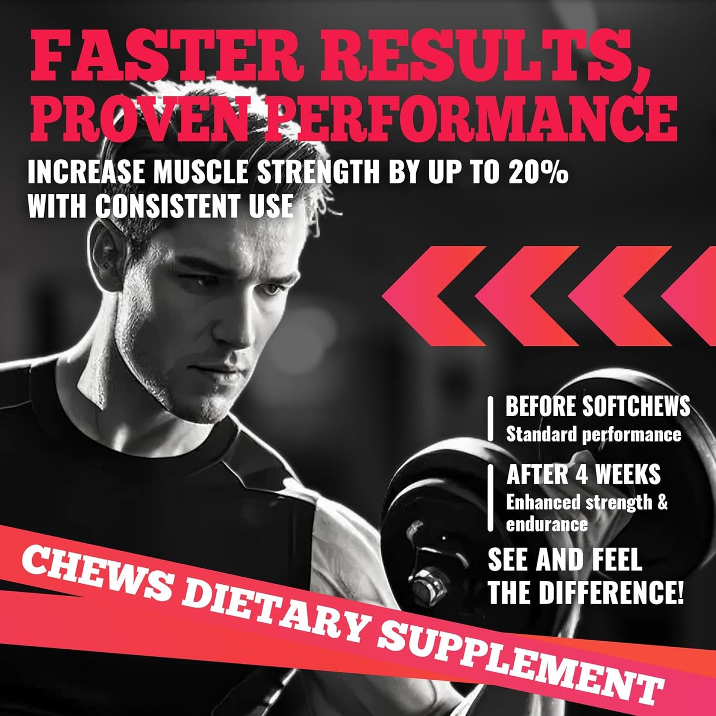 Creatine Monohydrate Chews (5g) – Pre-Workout Energy & Muscle Growth Support for Men & Women | Strawberry Electrolyte Gummies (60 Count)