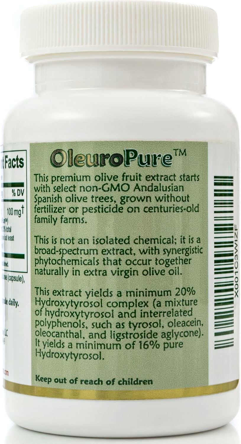 20% Hydroxytyrosol Complex™ Olive Fruit Extract - Super Strength 100% Grown & Extracted in Spain. 90 Capsules, 100 mg, from The Maker of Real European Olive Leaf Extract