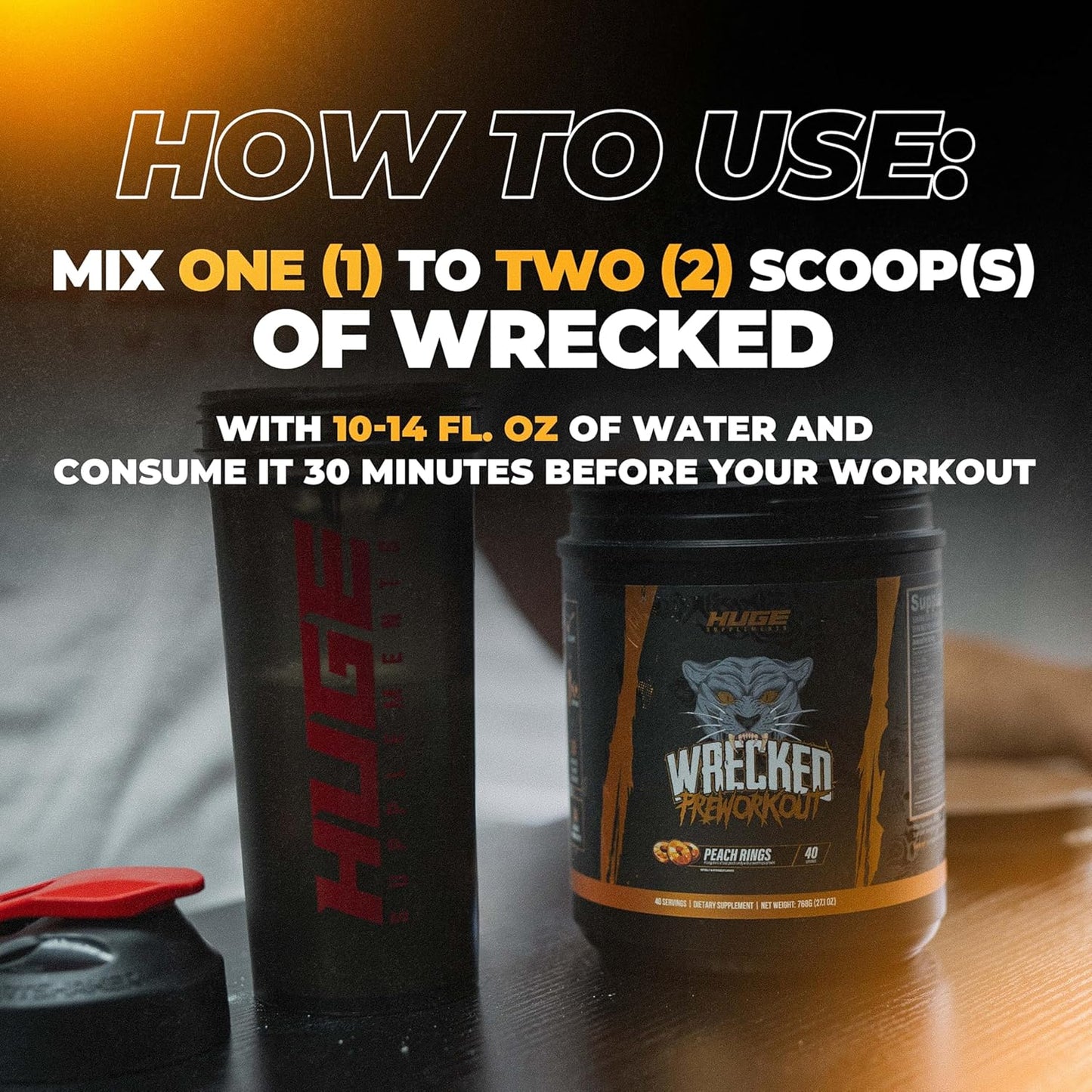 Wrecked Pre Workout Powder, Advanced Formula, Boosts Energy, Focus, Pumps & Performance, 10g L-Citrulline, 6.4g Beta Alanine, 5g Tyrosine, 1g Alpha GPC, 375mg Fast-Acting Caffeine & More (40 Servings)
