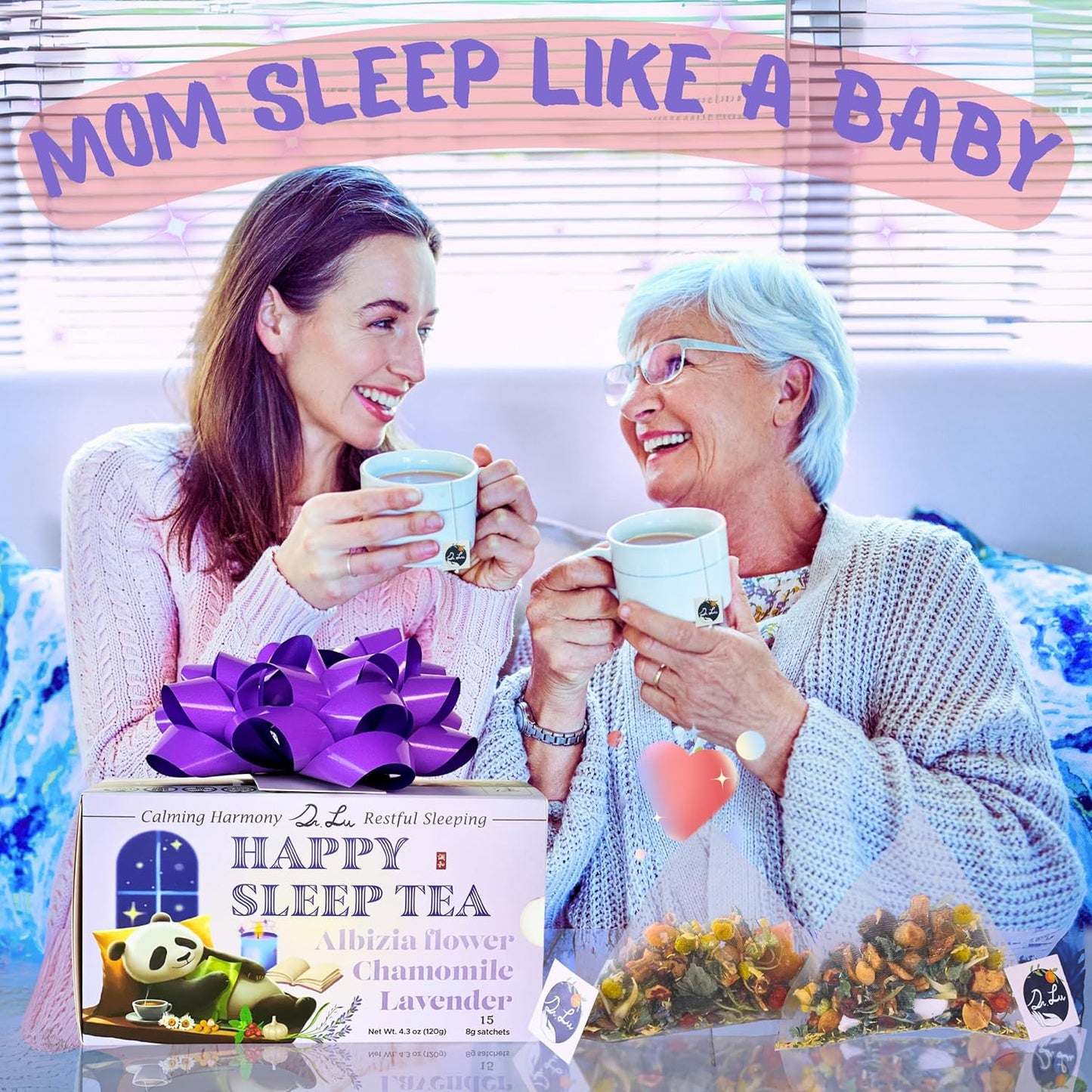 2 Pack of Dr. Lu’s Happy Sleep Tea | 100% Natural Calming Herbal Tea | Traditional Nighttime Relaxation Blend with Chamomile, Lavender, Lemon Balm & More Herbs