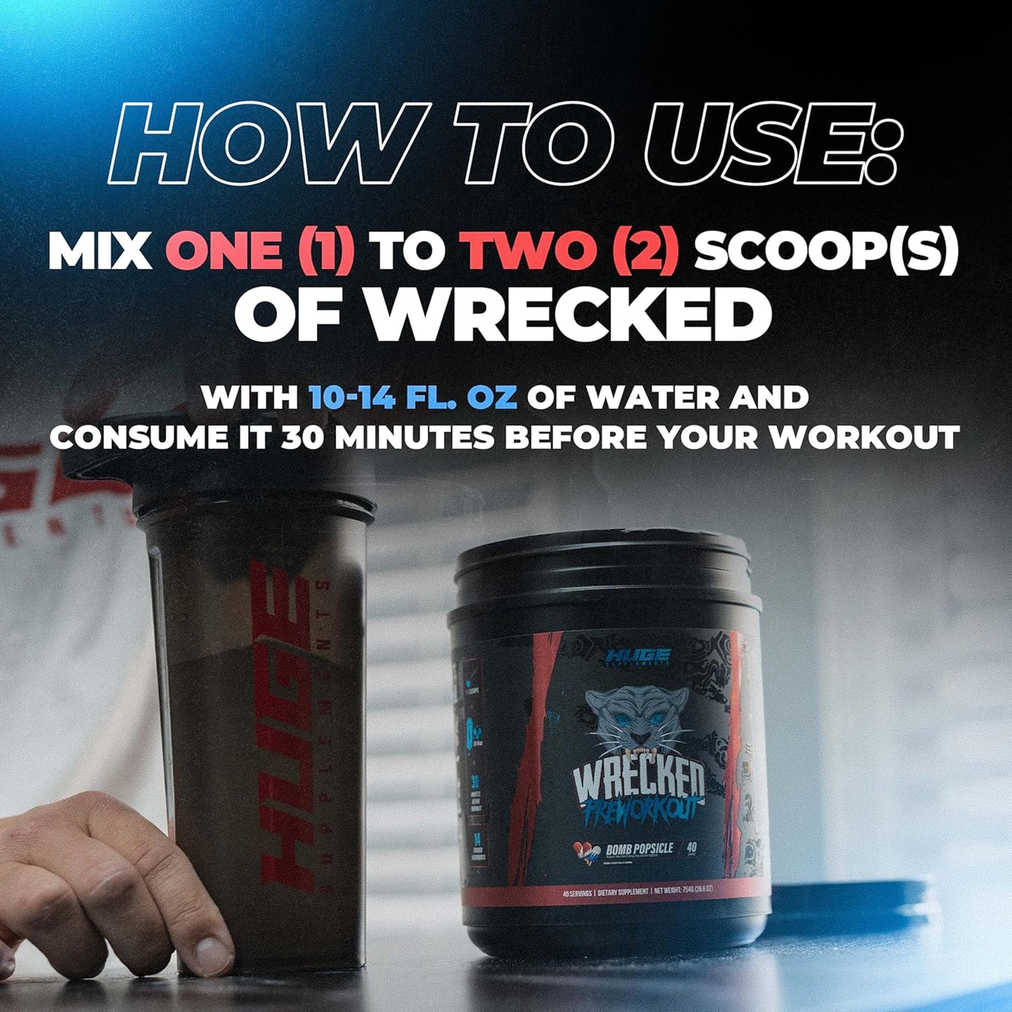 Wrecked Pre Workout Powder, Advanced Formula, Boosts Energy, Focus, Pumps & Performance, 10g L-Citrulline, 6.4g Beta Alanine, 5g Tyrosine, 1g Alpha GPC, 375mg Fast-Acting Caffeine & More (40 Servings)