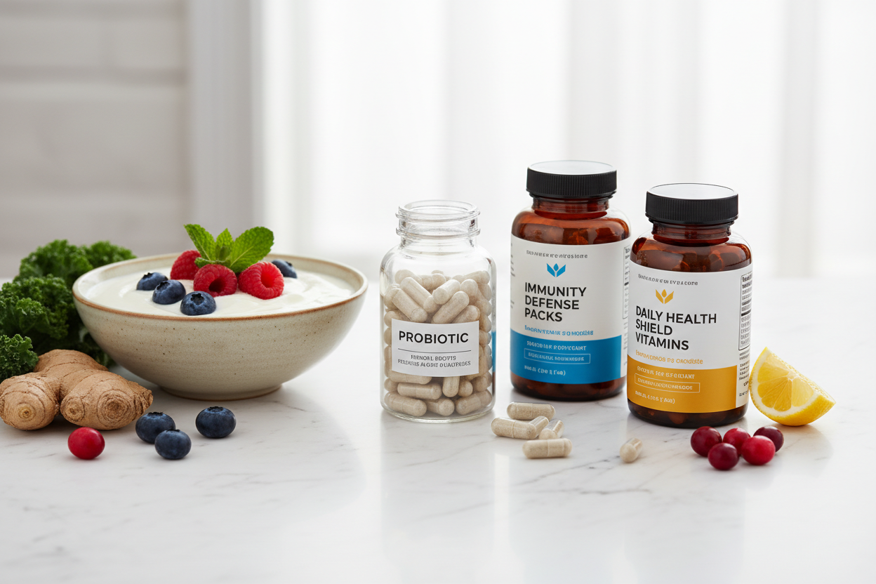 Gut & Immune Wellness: Probiotic Power, Immunity Defense Pack, Daily Health Shield