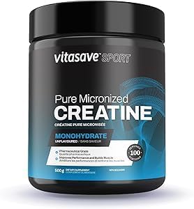 Micronized Creatine Monohydrate Powder – 100% Pure Creatine for Muscle Growth, Strength & Performance – Fast-Absorbing, Ultra-Fine & Unflavored – Vegan – 100 Servings (500g, Made in Canada)