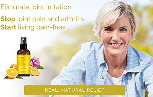Seven Minerals, Magnesium Happy Joints Spray - Powerful USA Made Magnesium Oil Blend with Essential Oils (Turmeric, Ginger and Orange) - Free Ebook Included (4 fl oz)