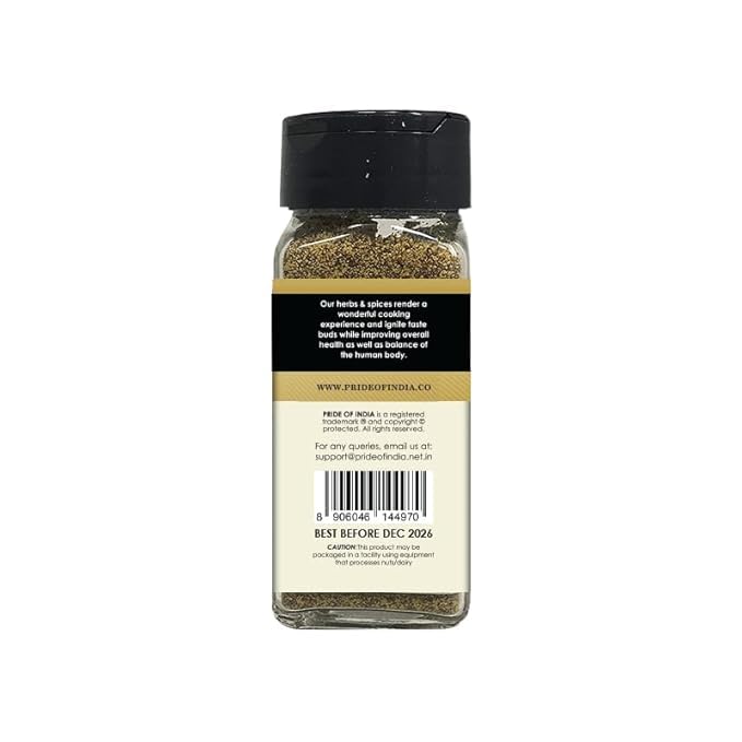 Pride of India – Black Mustard Seed Ground – Perfect Ingredient in Spice Blends – Spice up Pickles/Curries/Stews – Additives Free/Gourmet Spice – Easy to Use – 2.6 oz. Small Dual Sifter Bottle