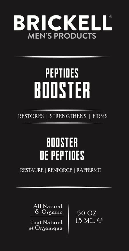 Brickell Men’s Protein Peptides Booster Serum for Men, Natural and Organic Protein Peptides Booster for Face to Firm and Restore Skin, Boost Collagen Production and Fight Aging (Unscented, 0.5 Ounce)