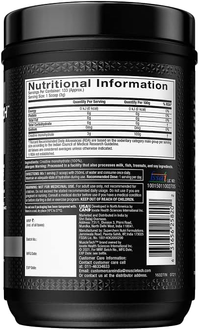 Muscletech Creatine Monohydrate Powder, Platinum Pure - Unflavored Micronized Creatine for Men & Women - Workout Supplements for Performance, Muscle Recovery & Builder-(80 Servings) Packaging May Vary