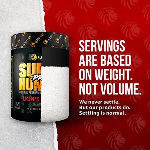 ALPHA LION Pre Workout Powder, Beta Alanine, L-Taurine & Tri-Source Caffeine for Sustained Energy & Focus, Nitric Oxide & Citrulline for Pump (21 Servings, Lion's Blood Flavor), Pack of 1