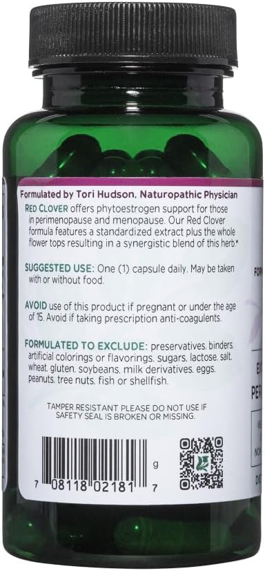 Vitanica Red Clover Blossom and Leaf Extract 500mg with 8% Isoflavones, Plus 175mg Blossoms, Menopause Relief Support for Women, 2 Month Supply, Non-GMO, Gluten Free, Vegan Supplement, 60 Capsules