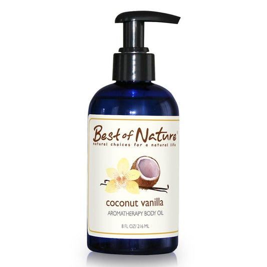 Best of Nature Coconut Vanilla Aromatherapy Massage Oil - Luxurious Blend with Coconut & Vanilla, Perfect for Spa Use, Relaxing Massage & Skin Hydration, Silky & Lightweight - 8 fl oz