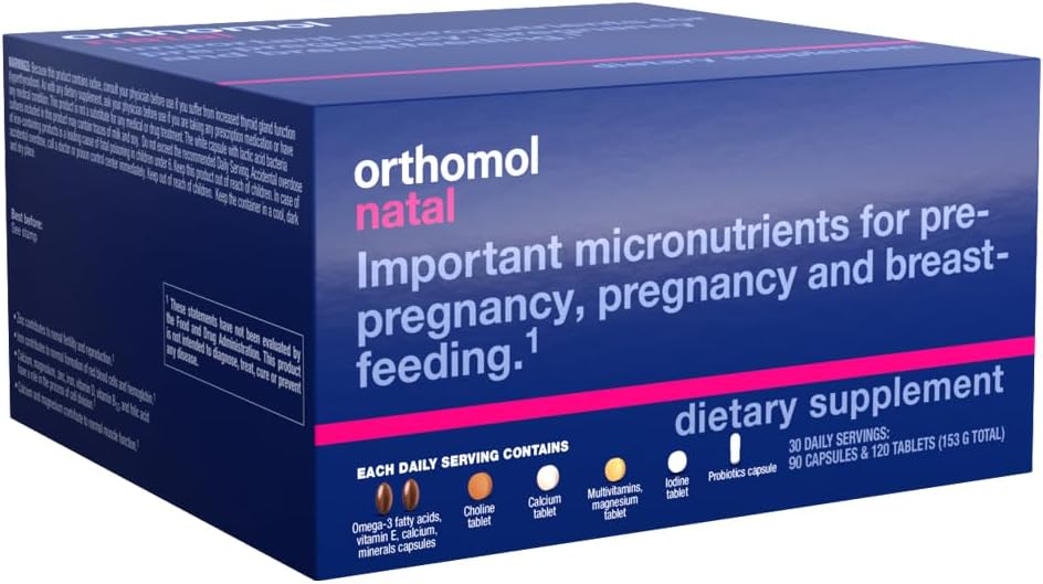 Orthomol Natal, Natal Supplement, Supports Health for Pre-Pregnancy, Pregnancy, and Breastfeeding, Tablets and Capsule Supplement, 30 Count (Pack of 1)