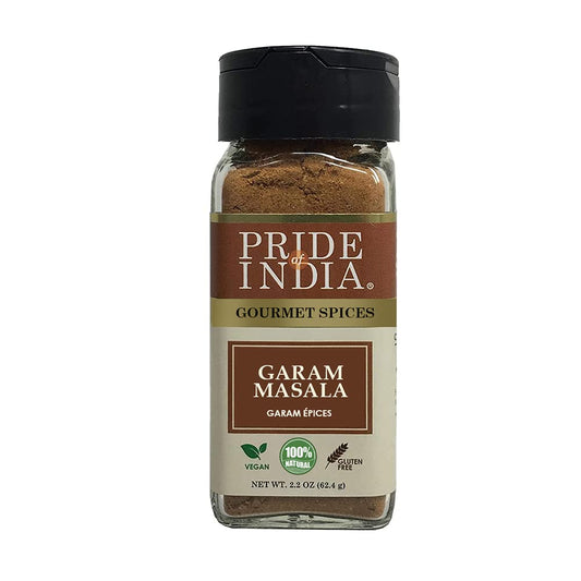 Pride of India - Garam Masala Ground – Warming Spice Blend for Variety of Non-Veg & Veg Dishes – Flavorful Mix for Curries and Pilafs - 2.2 oz. Small Dual Sifter Bottle