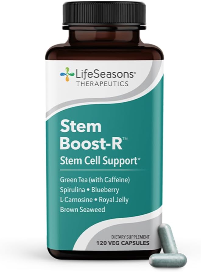 LifeSeasons Stem Boost-R - Stem Cell Support - Repairs Damaged Tissue - Vitamin Supplement with Antioxidants - Royal Jelly, Spirulina, Blueberry, Brown Seaweed & L-Carnosine - 120 Capsules (Pack of 2)