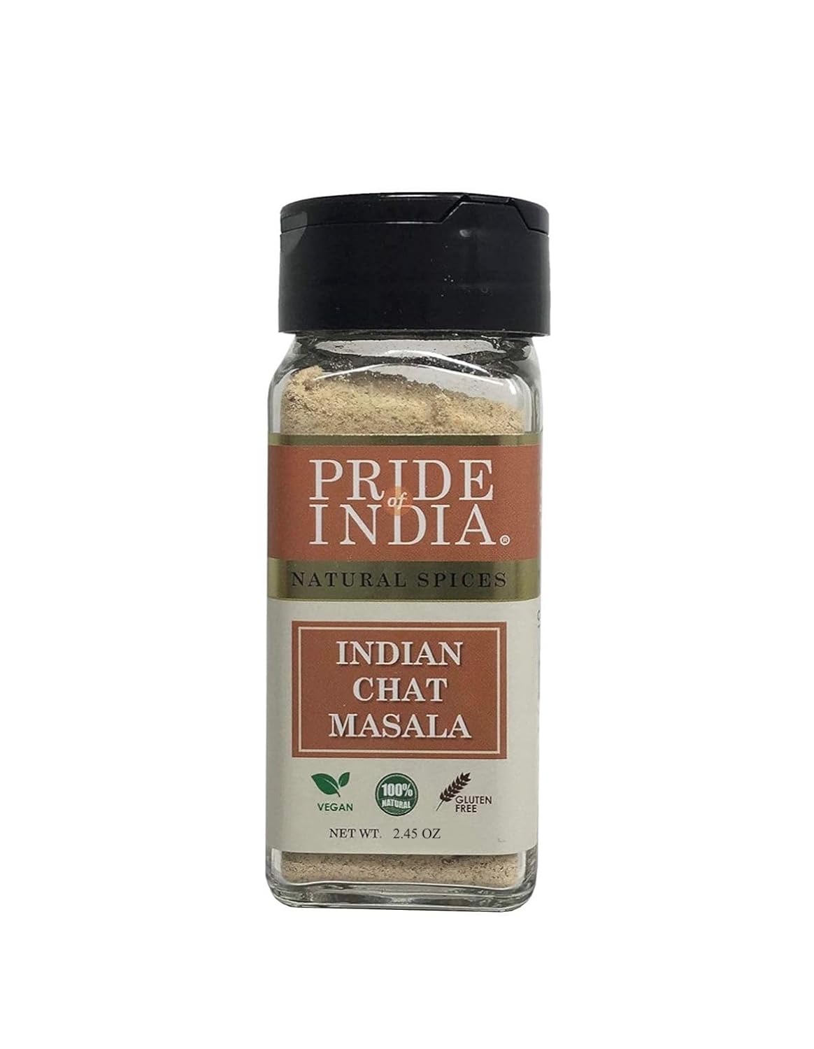 Pride of India – Indian Chat Masala Seasoning Spice – Ideal for Savory Dishes – Perfect Seasoning for Drinks/Salads/Fruits – Preservatives Free – Easy to Use – 2.7 oz. Small Dual Sifter Jar