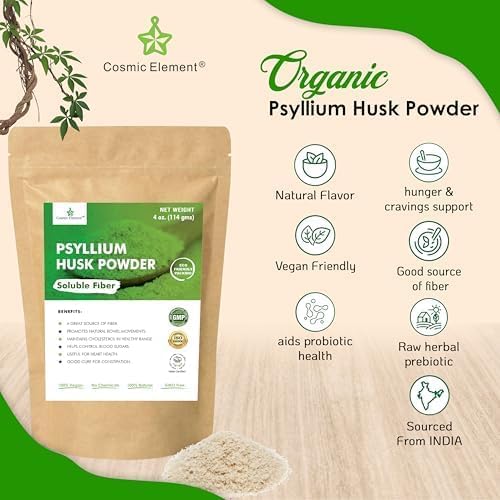 100% Pure Psyllium Husk Powder Organic – Finely Ground Fiber Supplement for Regularity & Keto | Psyllium Husk Powder for Baking and Gluten-Free Bread – 4 oz