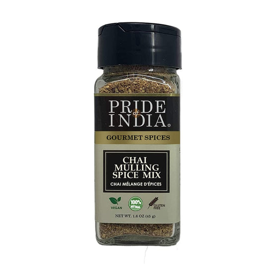 Pride of India – Chai Masala Mulling Spice Mix – Gourmet Spice Mix for Teas & Coffee – Caffeine Free – Authentic Mulling Spice Blend – 1.6 oz. Small Dual Sifter Bottle